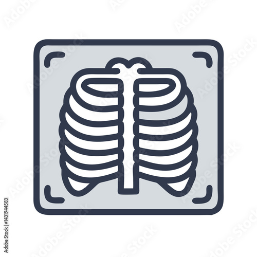 Rib cage x-ray illustration for medical, health concepts