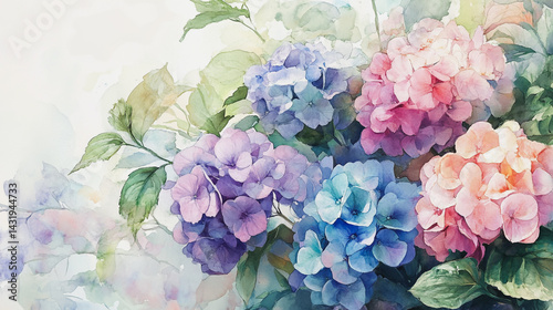 Wallpaper Mural Elegant wedding invitation card background . Minimal hand painted watercolor Hydrangea flowers texture template background. Design for wedding, vip cover, poster, rsvp moderncard.Valentine's Day Torontodigital.ca