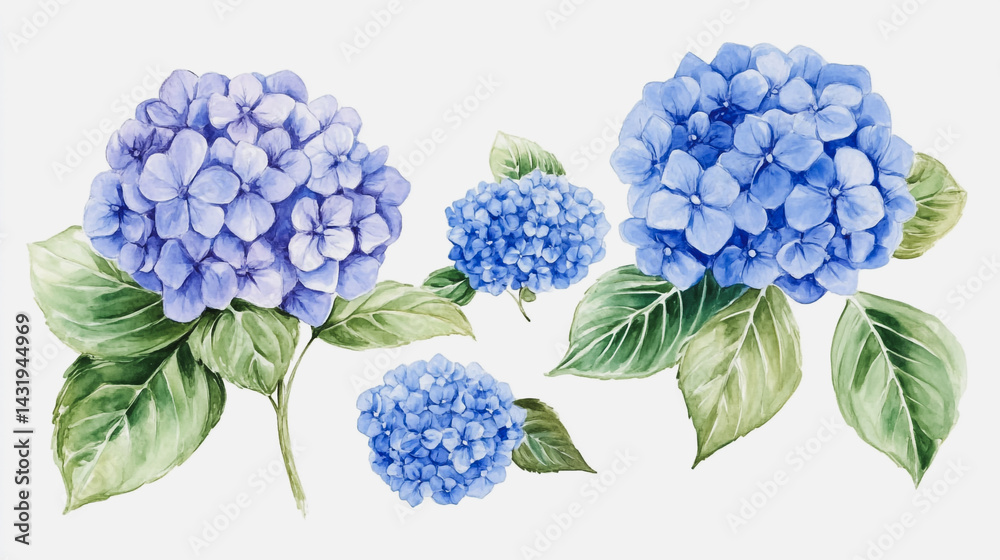 Elegant wedding invitation card background . Minimal hand painted watercolor Hydrangea flowers texture template background. Design for wedding, vip cover, poster, rsvp moderncard.Valentine's Day