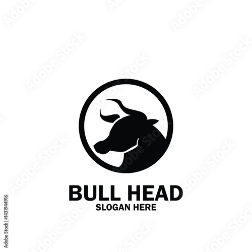 Long Horn Bull Buffalo Cow Cattle Head Toro Taurus logo design inspiration