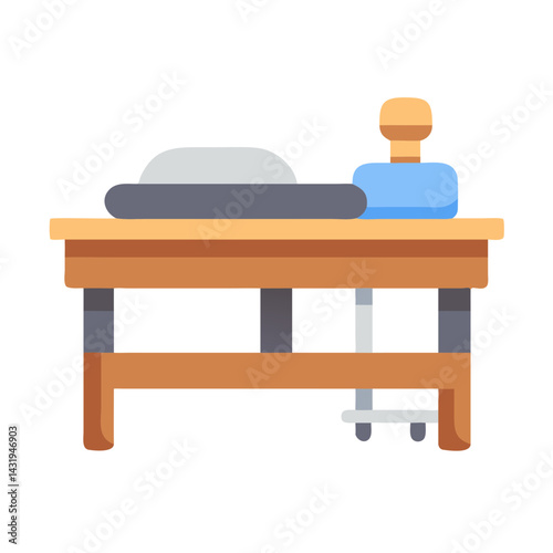 Pottery Wheel on Table Vector Icon Illustration