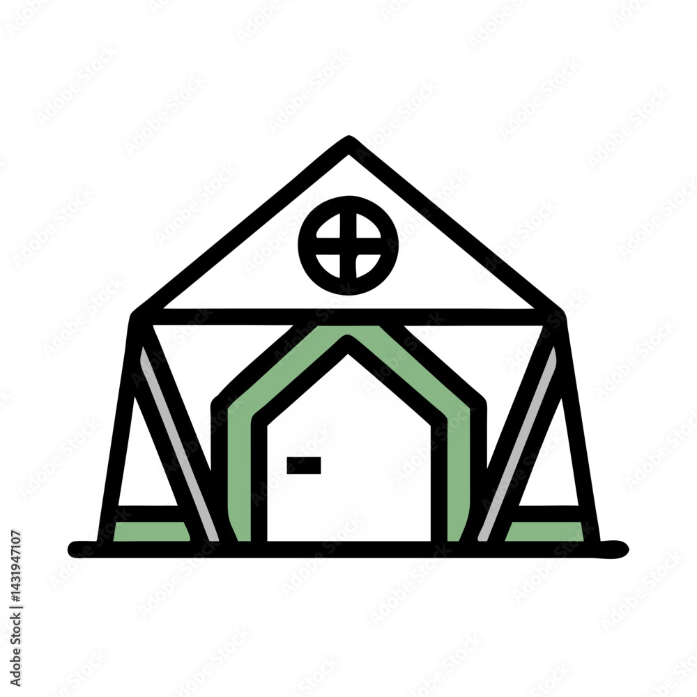 Minimalist Green Home Icon on Black Background Minimalist Green Home Icon on Black Background