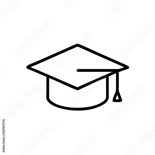 A graduation cap symbolizing academic achievement and the culmination of years of hard work and dedication, a simple black line art icon.