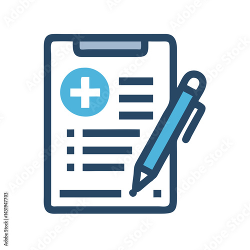 Medical Clipboard and Pen Icon for Health Records