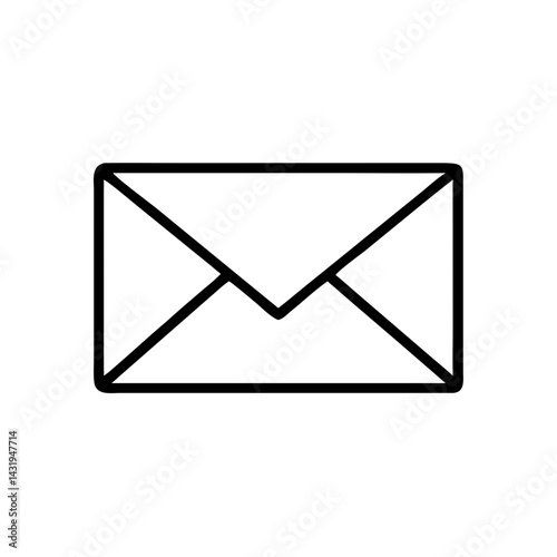A simple, bold, black line drawing of a sealed envelope conveying a message of communication and connection.