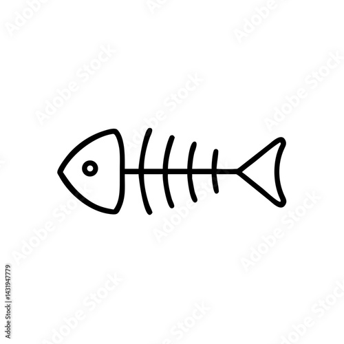 A simple line drawing of a fish skeleton, a minimalist design evoking a sense of quiet contemplation and the cycle of life.