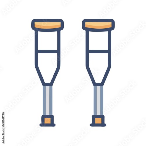 Illustration of two crutches: mobility aid and disability support