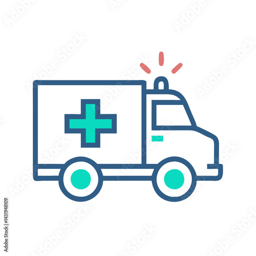 Modern Ambulance Vector Icon on Black Background Illustration