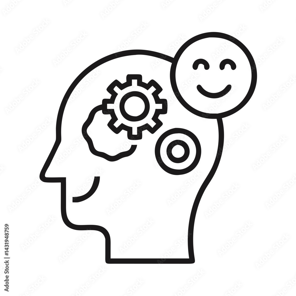 Mental health, wellbeing, and positive thinking, minimal illustration Mental health, wellbeing, and positive thinking, minimal illustration