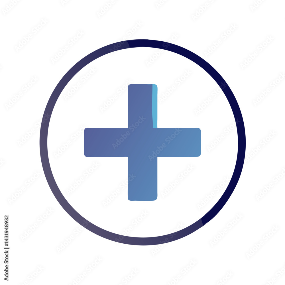 Blue plus icon in circle on black background Blue plus icon in circle on black background