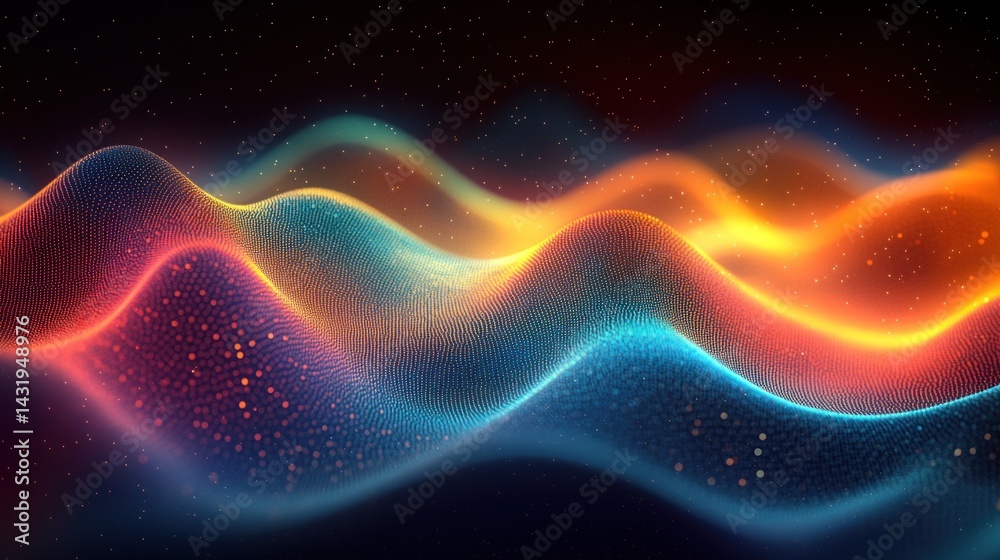 Fototapeta premium Colorful waves ripple, evoking motion and energy in a digital realm