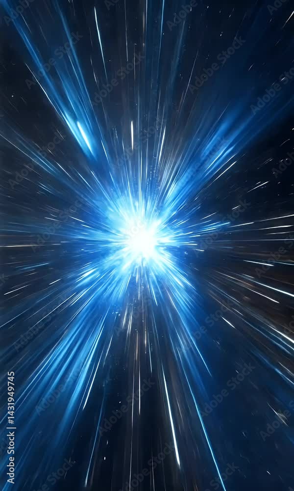 A burst of blue light shooting through space, creating an explosive cosmic effect.
A burst of blue light shooting through space, creating an explosive cosmic effect.