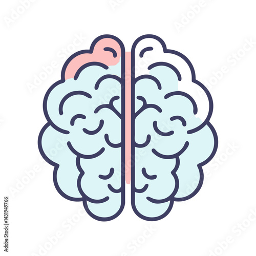 Human brain illustration showing different hemispheres and creativity