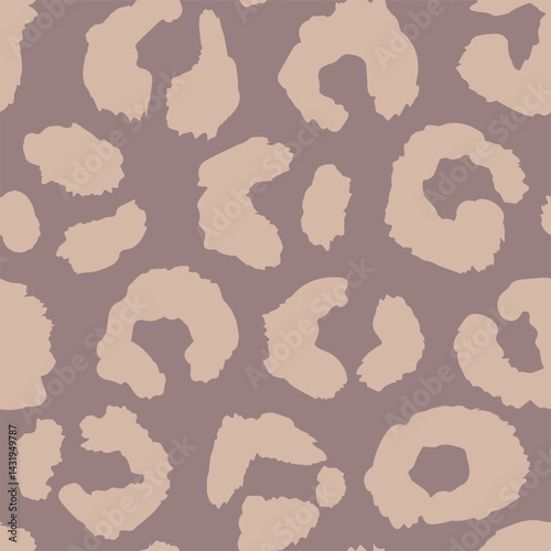 Seamless leopard fur pattern. Fashionable wild leopard print background. Modern panther animal fabric textile print design. Stylish vector mocha mousse color illustration