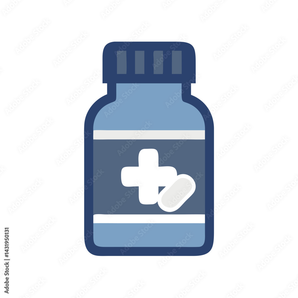 Medication Bottle Illustration: Healthcare, Pills, and Supplements Concept Medication Bottle Illustration: Healthcare, Pills, and Supplements Concept