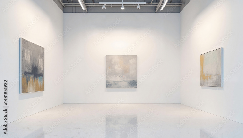 Art Gallery Interior on International Museum Day with Abstract Paintings
