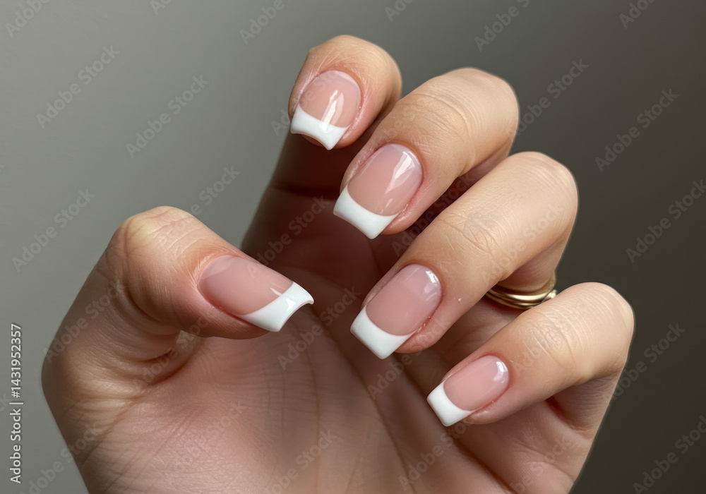 Woman's hand with French manicure holding a white manicured hand against a serene beach backdrop, symbolizing unity and friendship. Woman's hand with French manicure holding a white manicured hand against a serene beach backdrop, symbolizing unity and friendship.