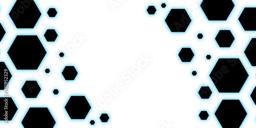 Abstract Futuristic Hexagon Technology Background. Modern Hexagonal Pattern on White. Geometric Tech Background with Black Hexagons. 