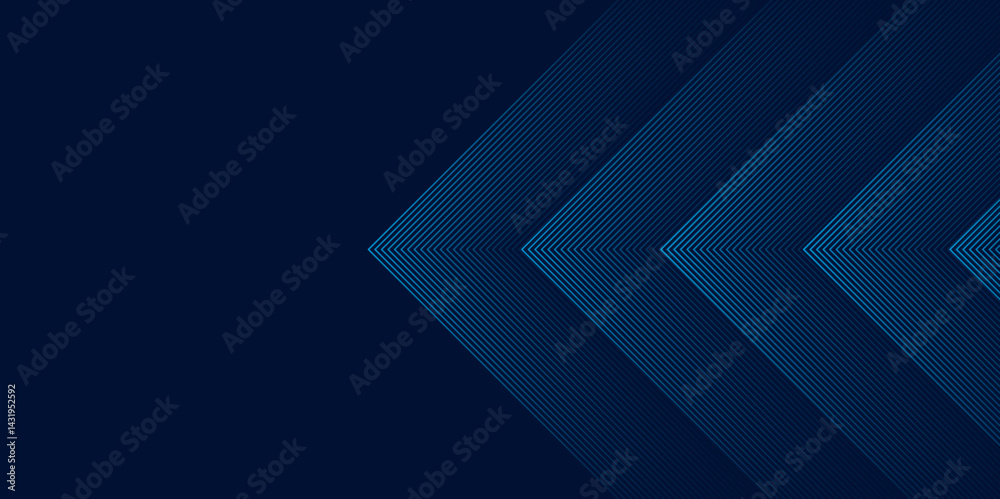 Obraz premium Abstract futuristic arrow lines background with blue color. Geometric Technology background with arrow shape. 