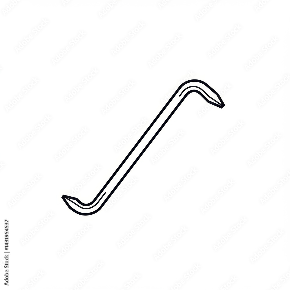Fototapeta premium Simple black and white illustration of a crowbar tool