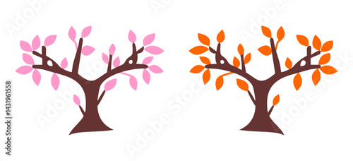 abstract Tree of Life logo. Organic nature symbol. Tree branch with leaf sign. Natural plant design element emblem. Vector illustration.