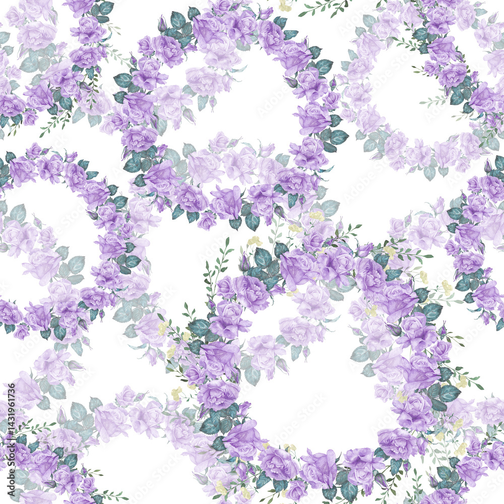 Seamless pattern of watercolor hand-drawn illustrations of flower wreaths. Decor for wedding, birthday, children's party and seasonal holidays. Seamless pattern of watercolor hand-drawn illustrations of flower wreaths. Decor for wedding, birthday, children's party and seasonal holidays.