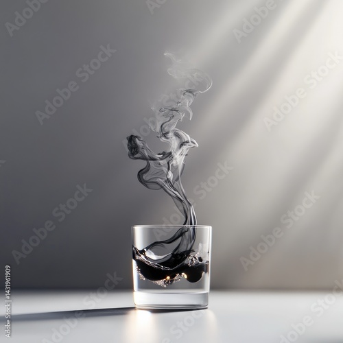 Obraz na płótnie Swirling black ink plumes in glass water abstract monochrome background w salonie