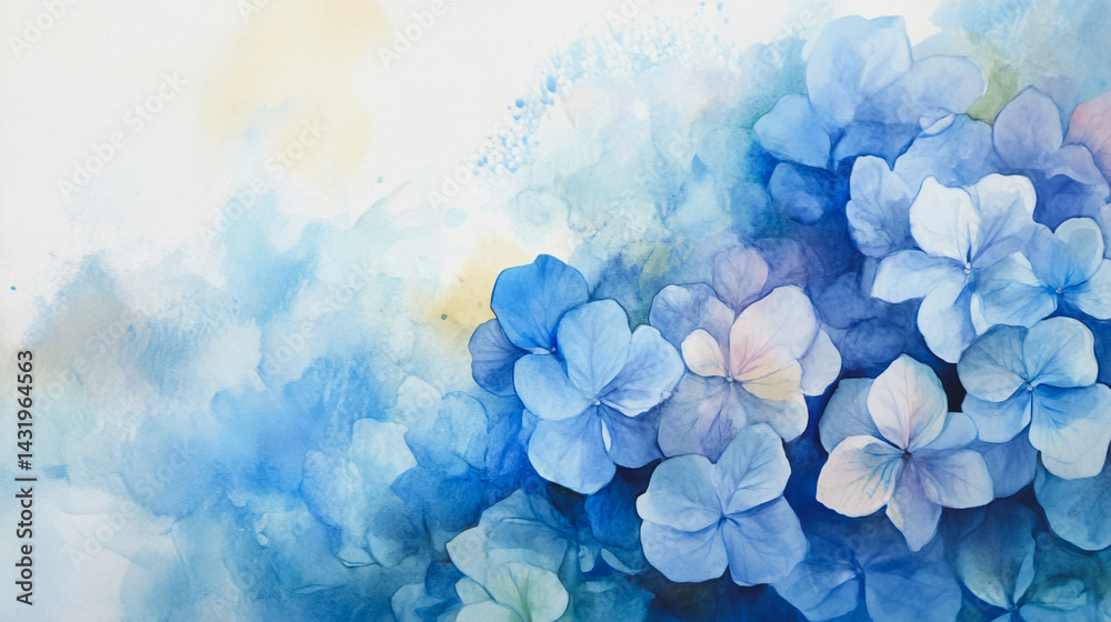 Obraz premium Elegant wedding invitation card background . Minimal hand painted watercolor Hydrangea flowers texture template background. Design for wedding, vip cover, poster, rsvp moderncard.Valentine's Day