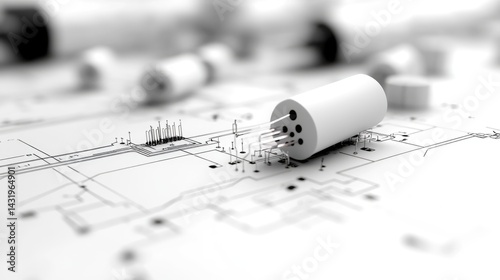 Obraz na płótnie Technical component on schematic diagram engineering computer science and digital circuits w salonie
