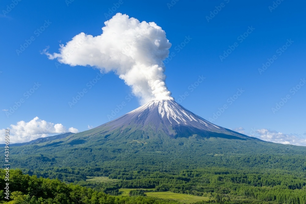 Fototapeta premium A large volcano with smoke coming out of it