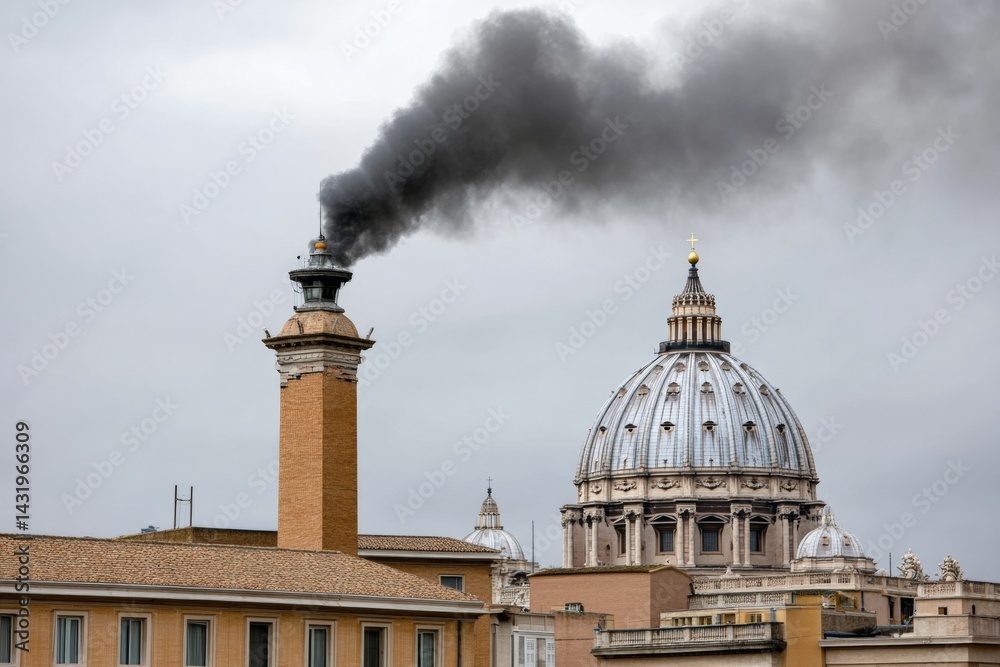 Vatican city black smoke signaling no papal decision st. peters basilica