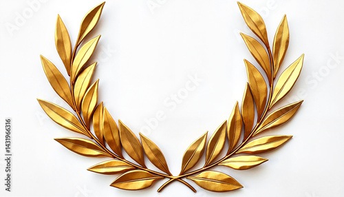 Luxurious gold laurel branch in tropical style, award symbolism
