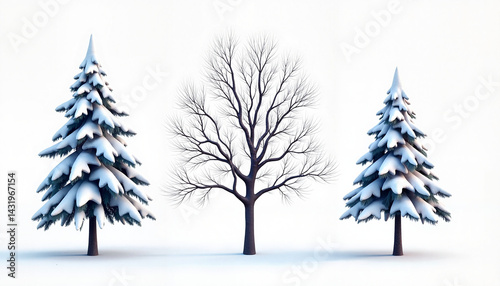 Wallpaper Mural Winter trees with snow-covered branches, serene nature illustration Torontodigital.ca
