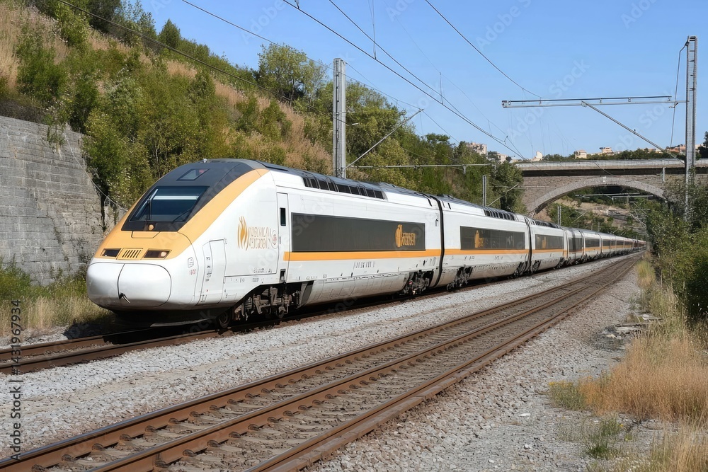 Fototapeta premium High-speed train on railway tracks