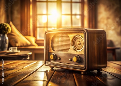 Obraz na płótnie Vintage Radio Broadcast, Retro Audio Equipment, Old Time Radio, Antique Wireless, Classic Receiver w salonie
