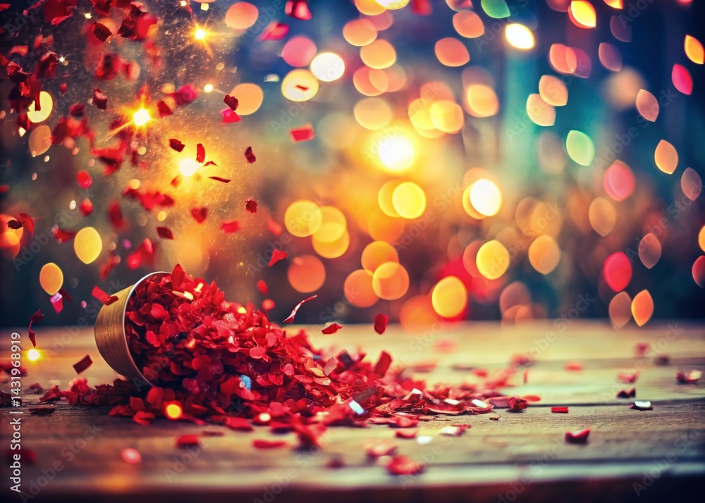 Vintage Red Confetti Explosion Party Celebration Background