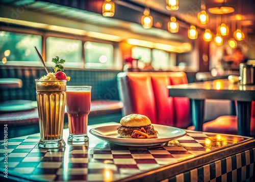 Vintage Restaurant Food & Drink Close-Up: Delicious Meal on Table