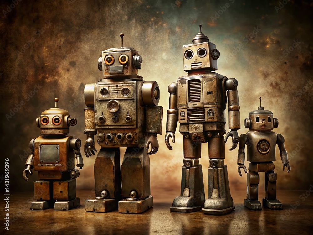 Vintage Robot Collection: Four Retro Mechanical Companions
