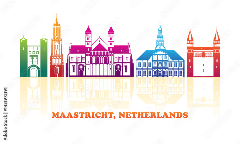 Silhouette Skyline panorama of city of Maastricht, Netherlands - vector illustration