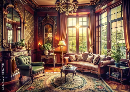 Vintage Style Interior Design: Sunlit Edwardian Room with Large Window