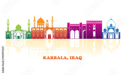 Obraz na płótnie Silhouette Skyline panorama of city of Karbala, Iraq - vector illustration w salonie