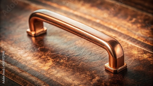 Obraz na płótnie Vintage Style Polished Copper Cabinet Knob with Rounded Edges - Stock Photo w salonie