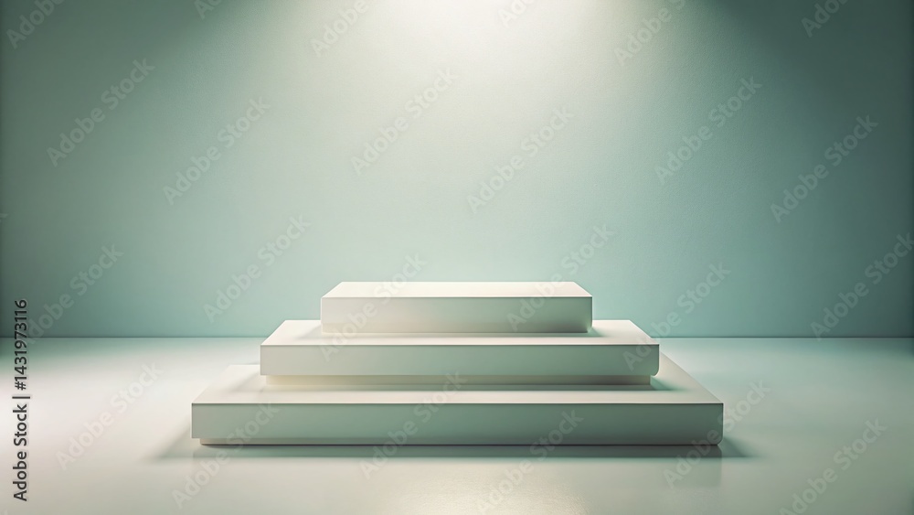 Vintage Style Three-Tiered White Platform Display - Elegant Product Photography Background