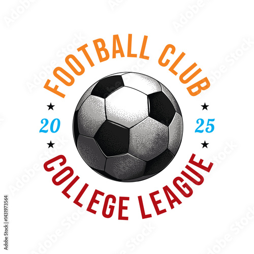 Football club emblem. Original vector illustration in vintage style. T-shirt design.