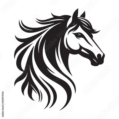Wallpaper Mural Horse Head Silhouette Vector Illustration White Background Torontodigital.ca
