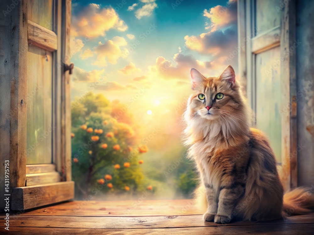 Waiting Cat Double Exposure: Dreamy Pet Portrait Photography
