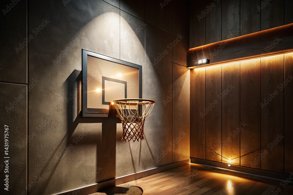 Wall-Mounted Basketball Hoop: Compact Space Solution - Night Photography