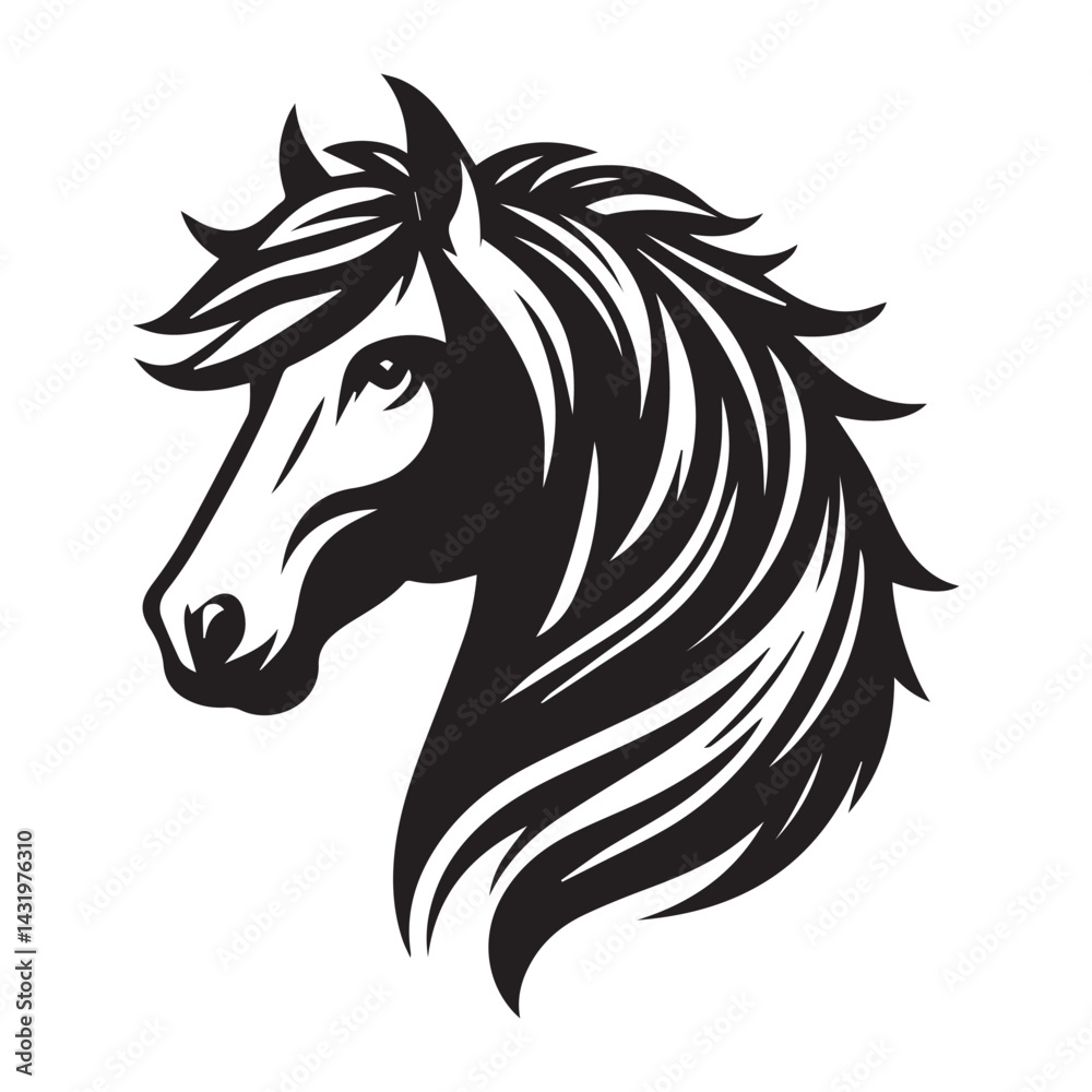 custom made wallpaper toronto digitalHorse Head Silhouette Vector Illustration White Background