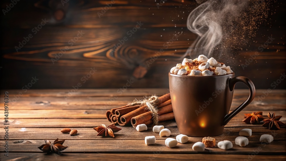 Warm Holiday Cocoa with Marshmallows & Spices: Cozy Winter Drink Photo