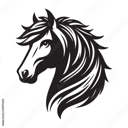 Wallpaper Mural Horse Head Silhouette Vector Illustration White Background Torontodigital.ca